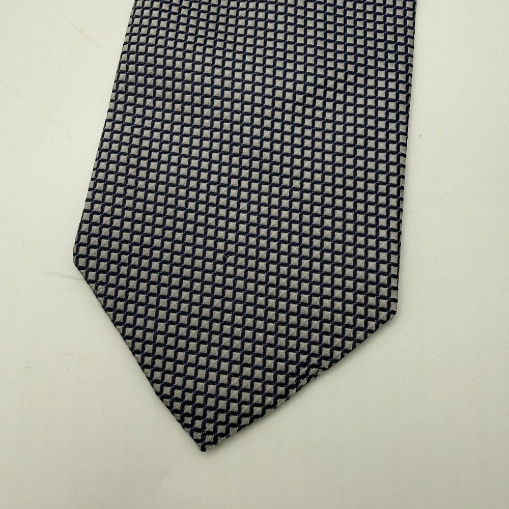 J Z Richards Nordstrom Hand Crafted All Silk Necktie Mens Blue White Micro Check